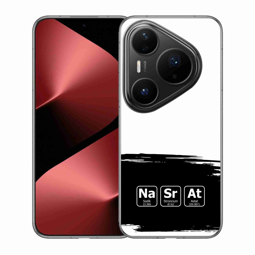 Gélový kryt mmCase na Huawei Pura 80 Pro - chemické prvky čiernobiele pozadie
