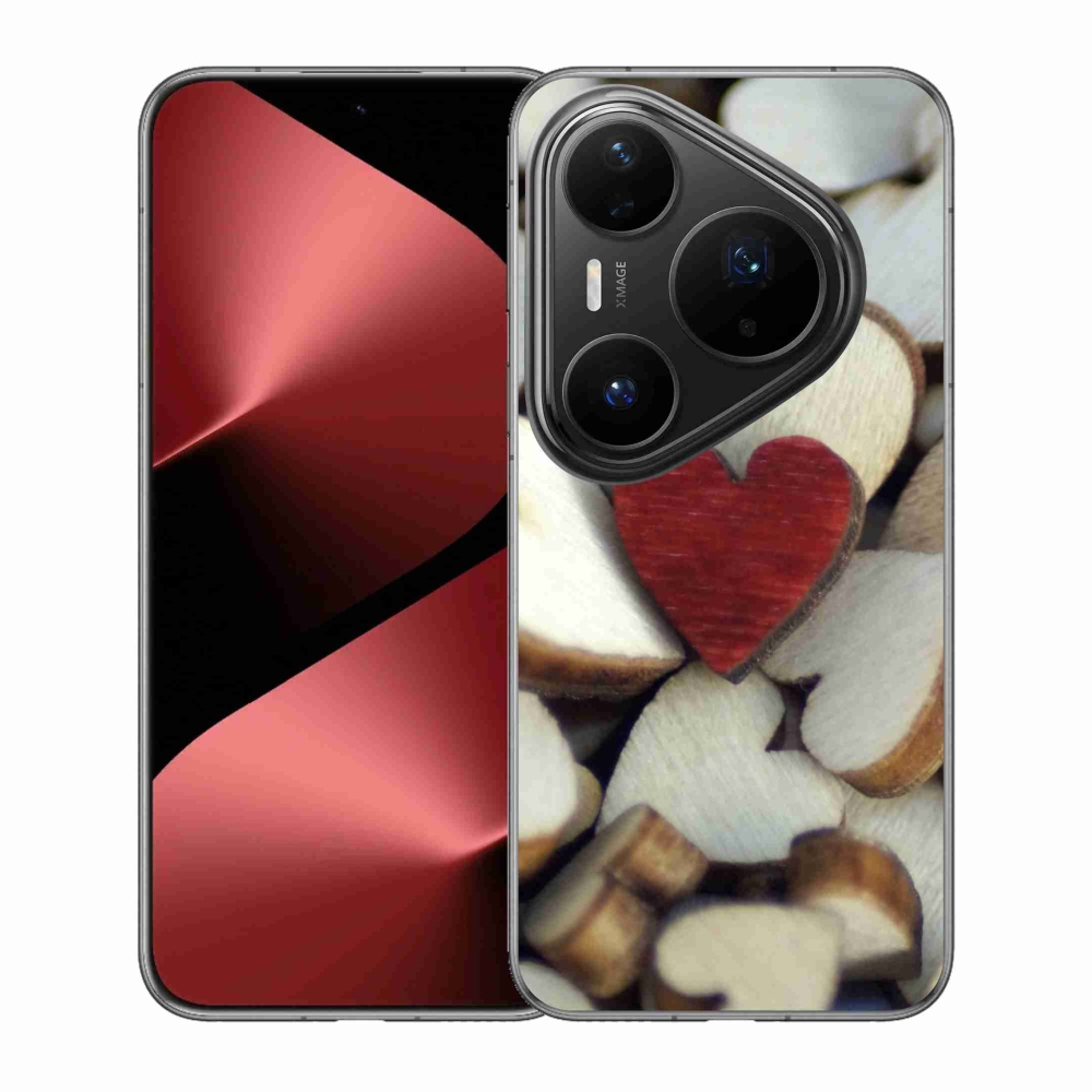Gélový kryt mmCase na Huawei Pura 80 Pro - gravírované červené srdce