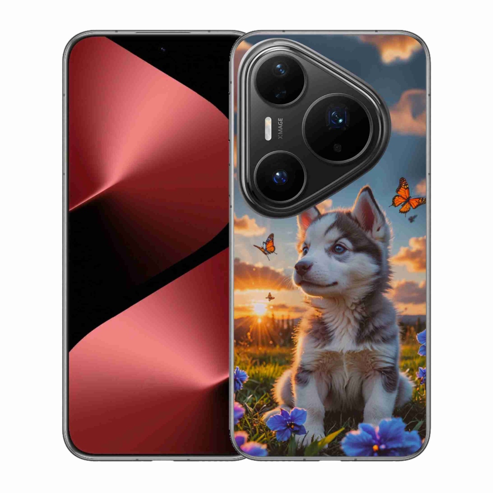 Gélový kryt mmCase na Huawei Pura 80 Pro - husky pri západe slnka