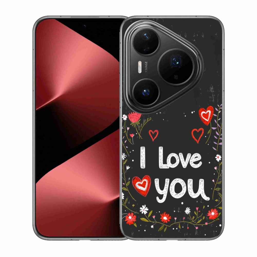 Gélový kryt mmCase na Huawei Pura 80 Pro - I love you čierne pozadie