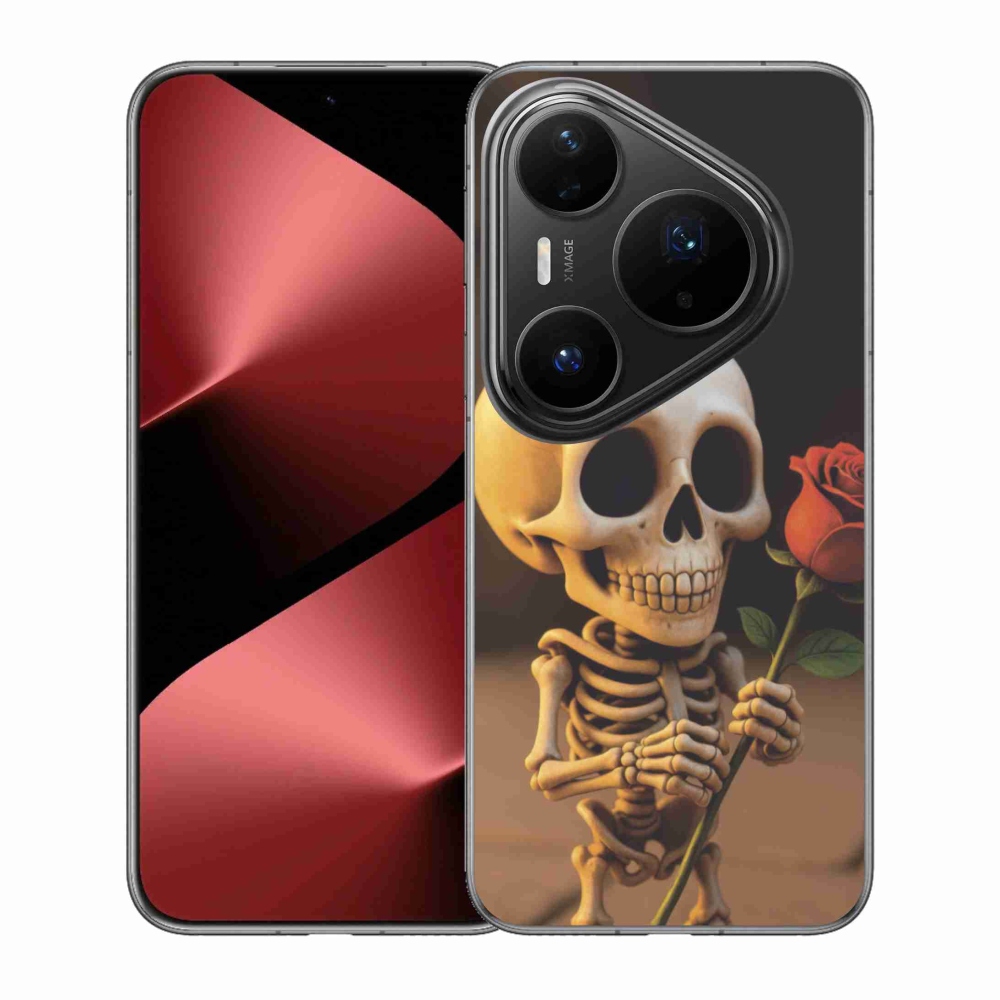 Gélový kryt mmCase na Huawei Pura 80 Pro - kostlivec s ružou