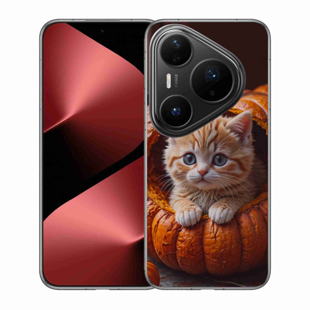 Gélový kryt mmCase na Huawei Pura 80 Pro - mačiatko a tekvica 2