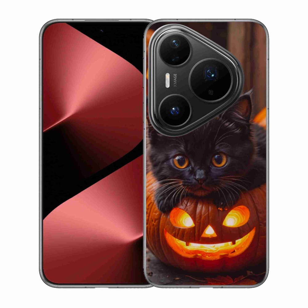 Gélový kryt mmCase na Huawei Pura 80 Pro - mačiatko a tekvica