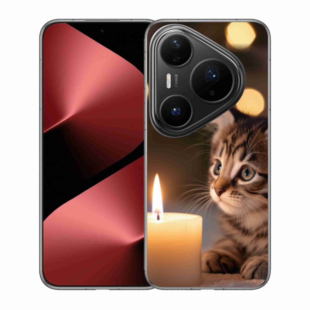 Gélový kryt mmCase na Huawei Pura 80 Pro - mačiatko a sviečka