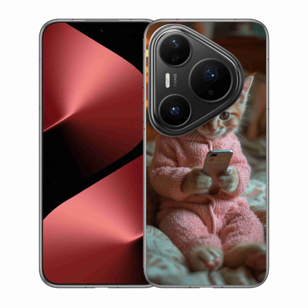 Gélový kryt mmCase na Huawei Pura 80 Pro - mačiatko s mobilom