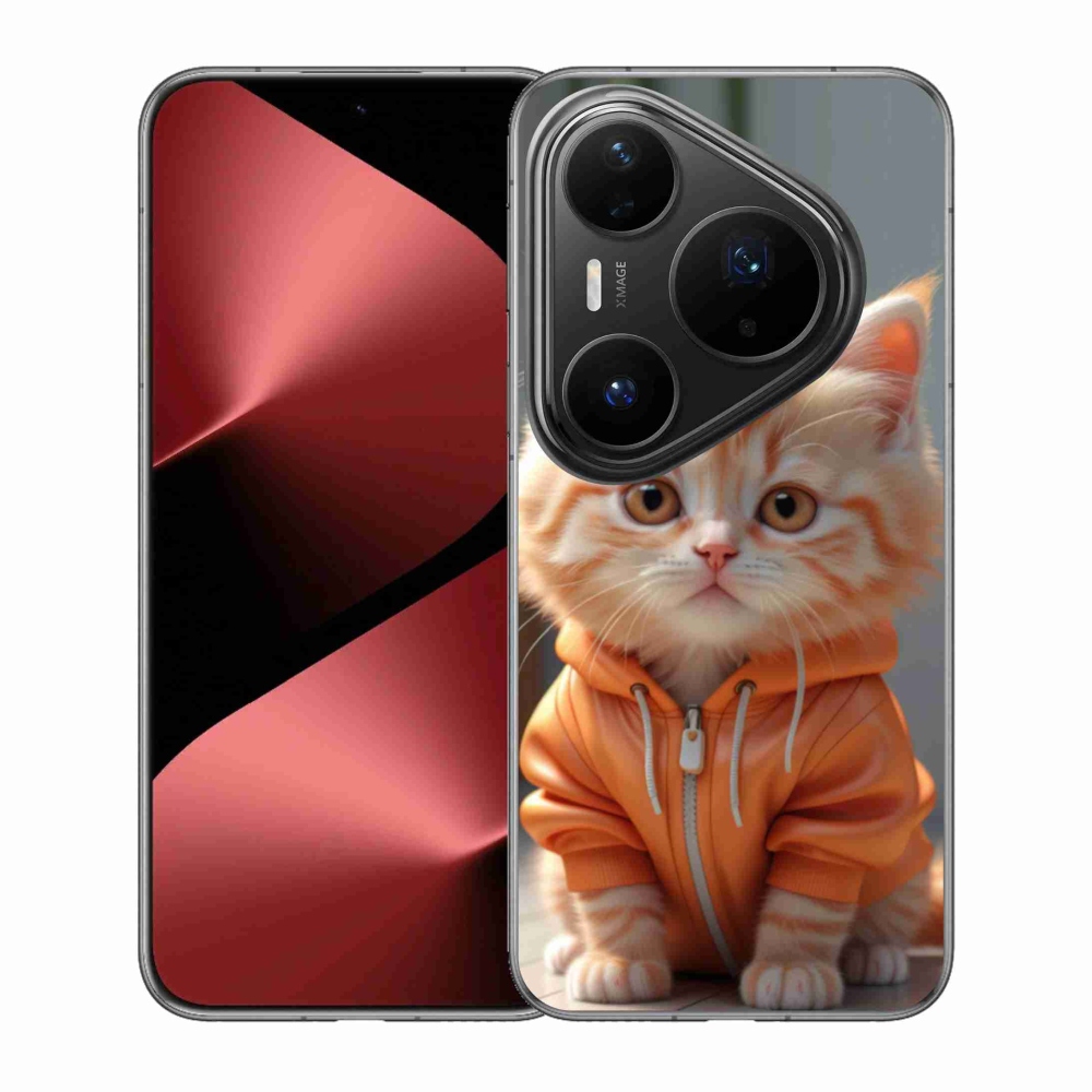 Gélový kryt mmCase na Huawei Pura 80 Pro - mačiatko v mikine