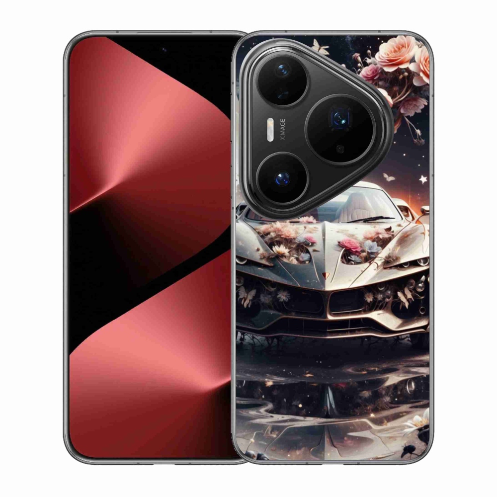 Gélový kryt mmCase na Huawei Pura 80 Pro - kvetinový športový automobil