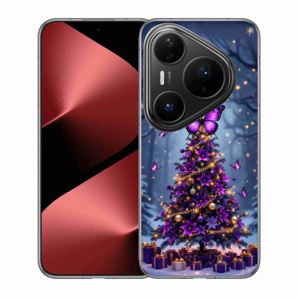 Gélový kryt mmCase na Huawei Pura 80 Pro - motýlí vianočný stromček