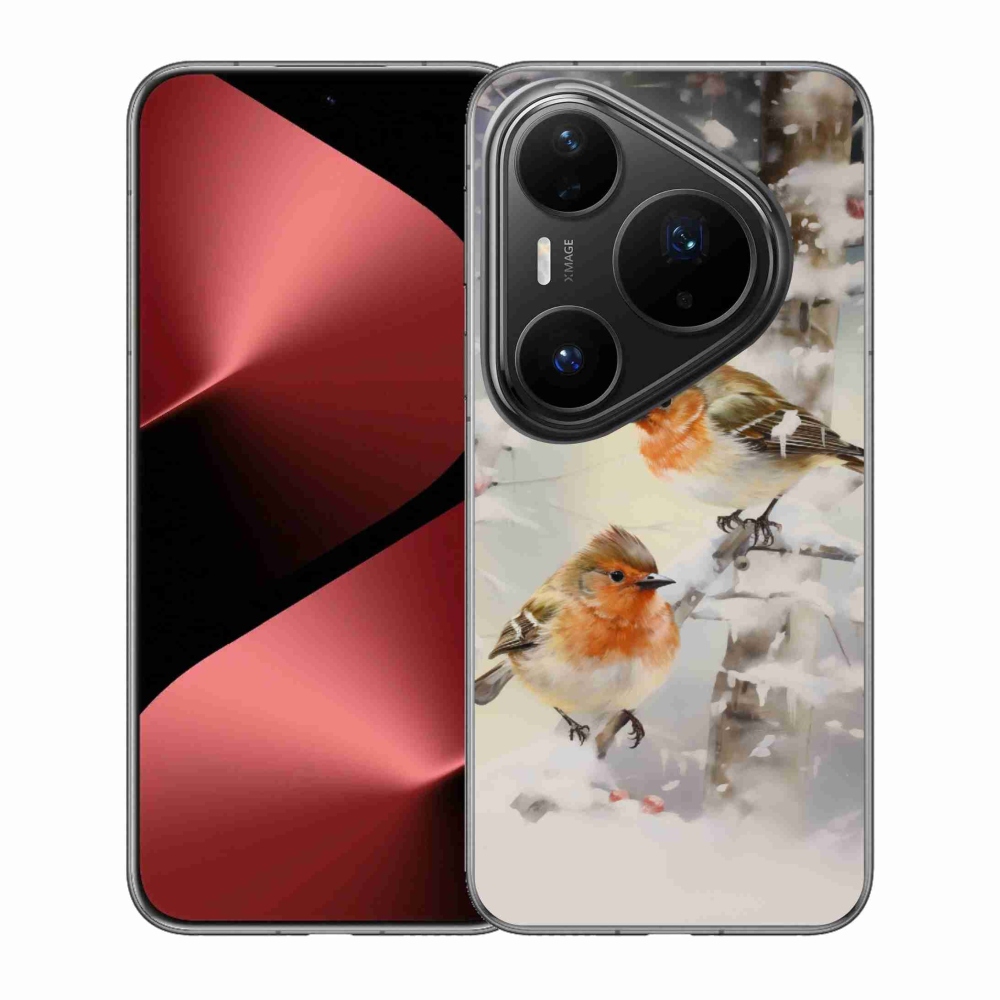 Gélový kryt mmCase na Huawei Pura 80 Pro - vtáčiky v zime