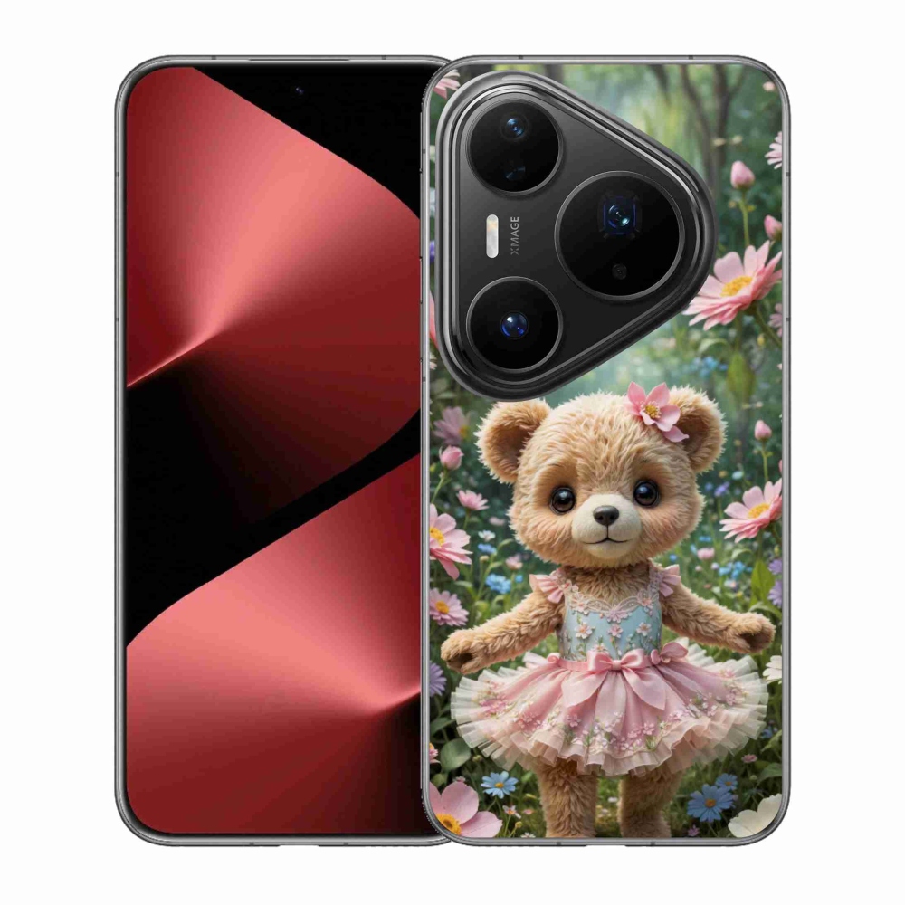 Gélový kryt mmCase na Huawei Pura 80 Pro - roztomilý medvedík v kvetoch