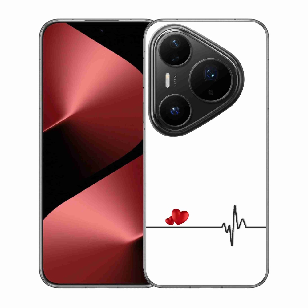 Gélový kryt mmCase na Huawei Pura 80 Pro - srdce a tep biele pozadie