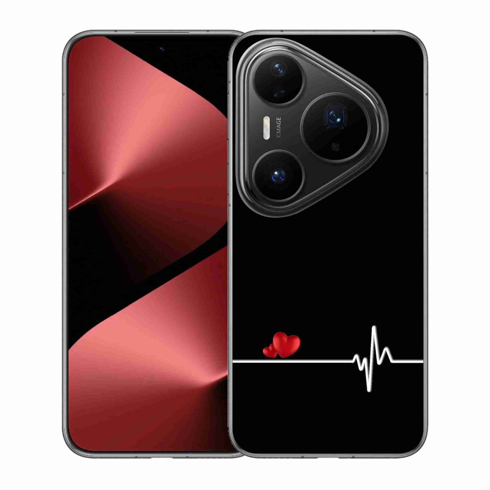 Gélový kryt mmCase na Huawei Pura 80 Pro - srdce a tep čierne pozadie