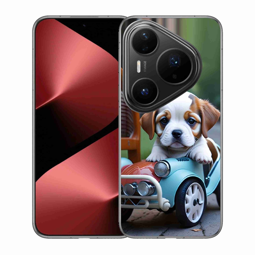 Gélový kryt mmCase na Huawei Pura 80 Pro - šteňa v retro aute