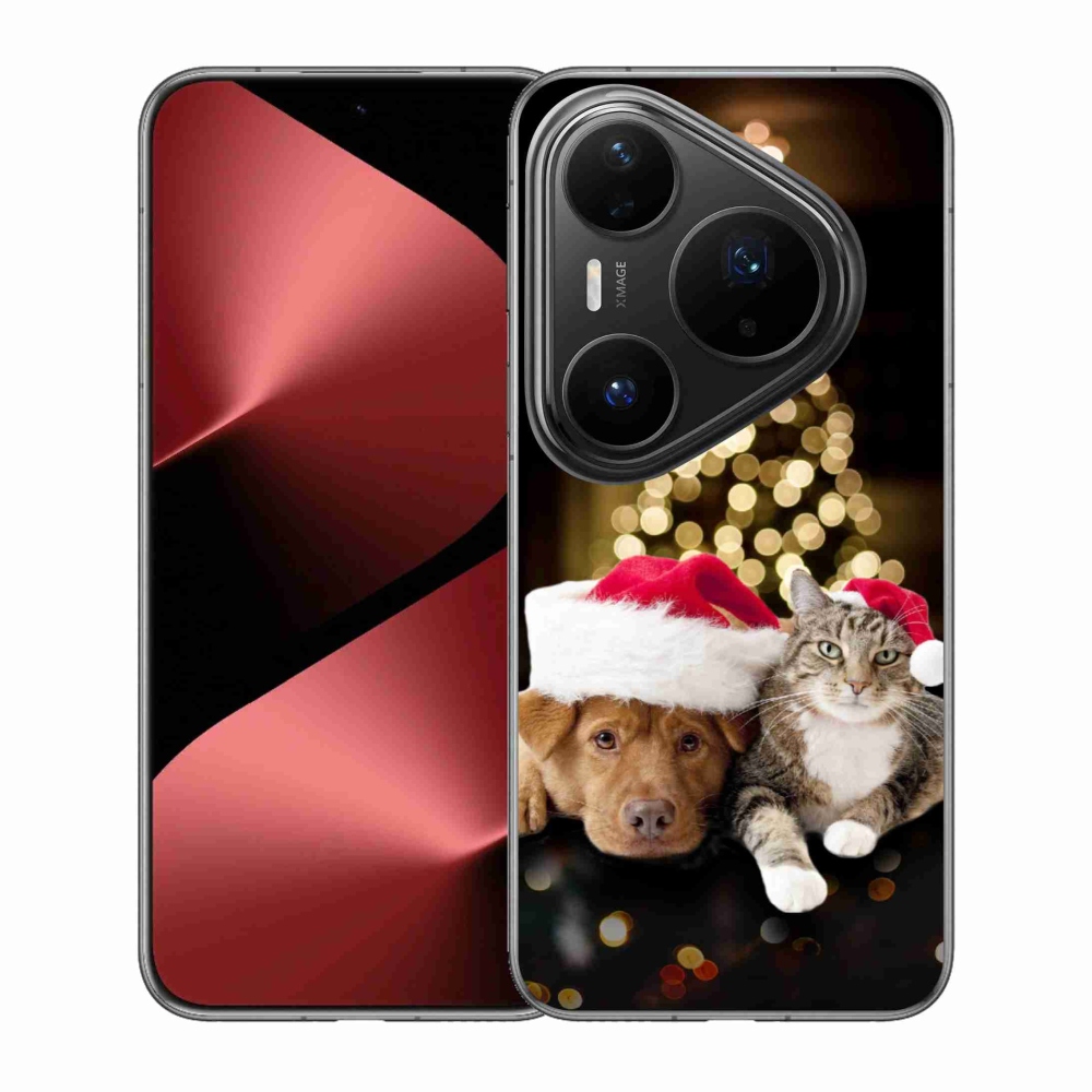 Gélový kryt mmCase na Huawei Pura 80 Pro - vianočný pes a mačka