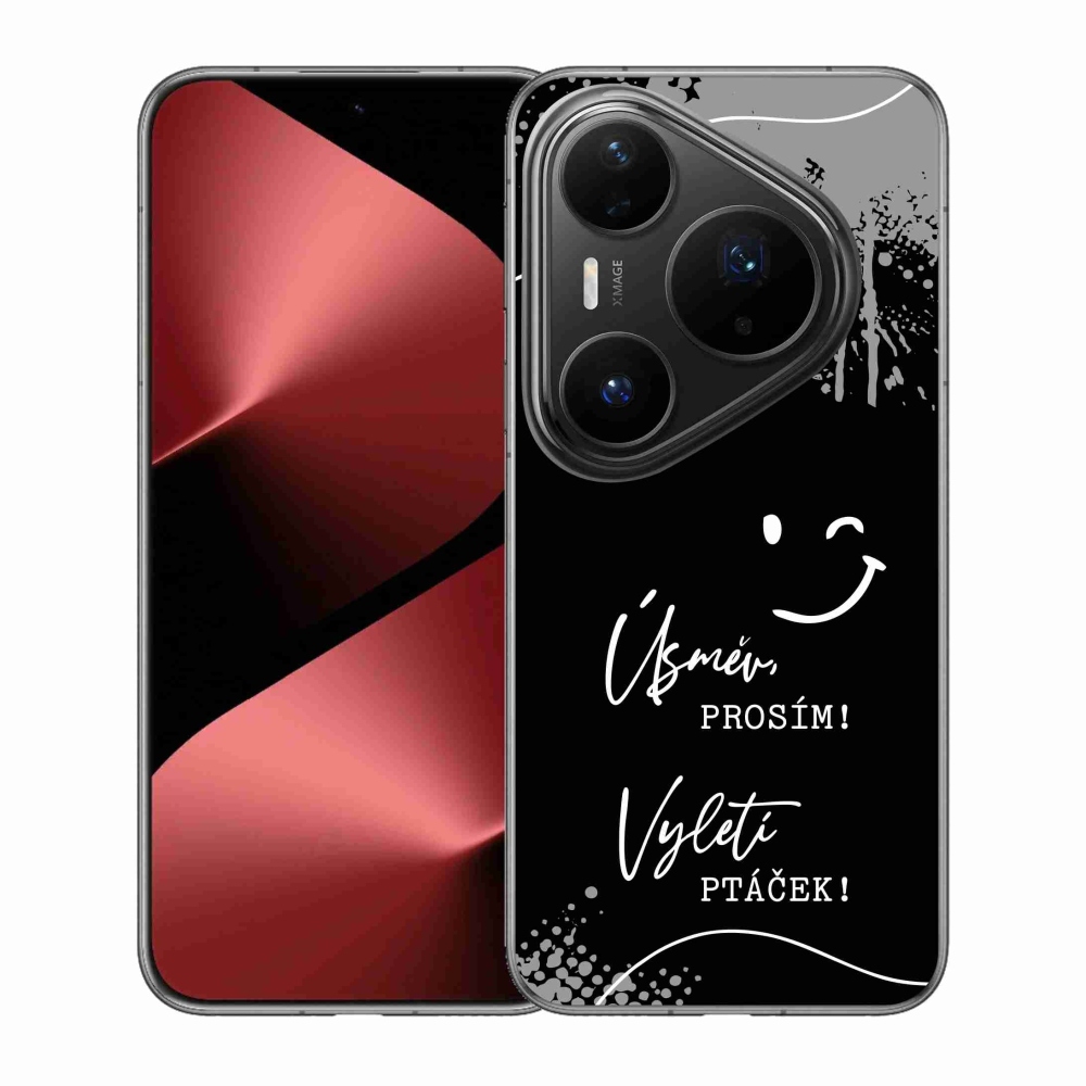 Gélový kryt mmCase na Huawei Pura 80 Pro - vtipný text 4 čierne pozadie