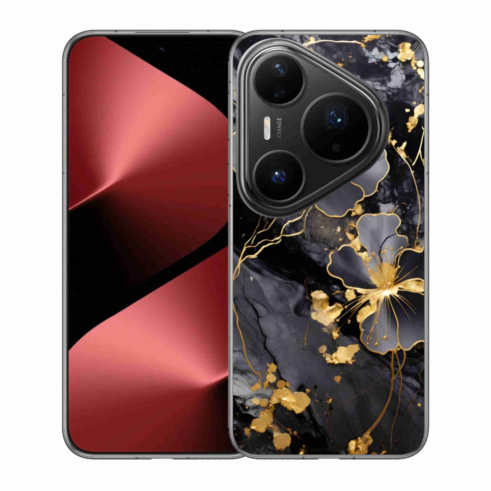 Gélový kryt mmCase na Huawei Pura 80 Pro - zlaté kvety