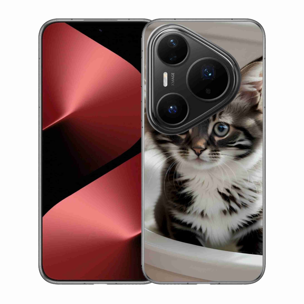 Gélový kryt mmCase na Huawei Pura 80 Pro - zvedavé mačiatko