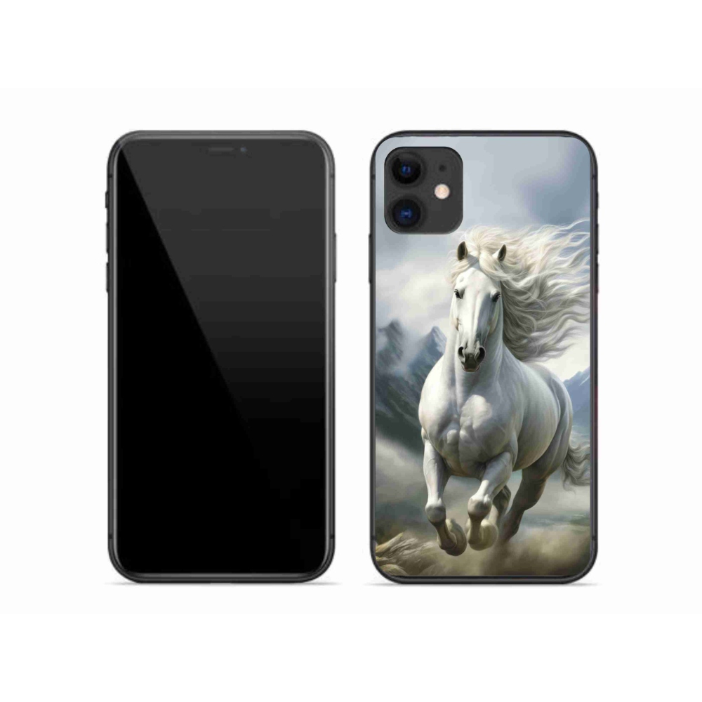 Gélový kryt mmCase na iPhone 11 - bežiaci biely kôň 3