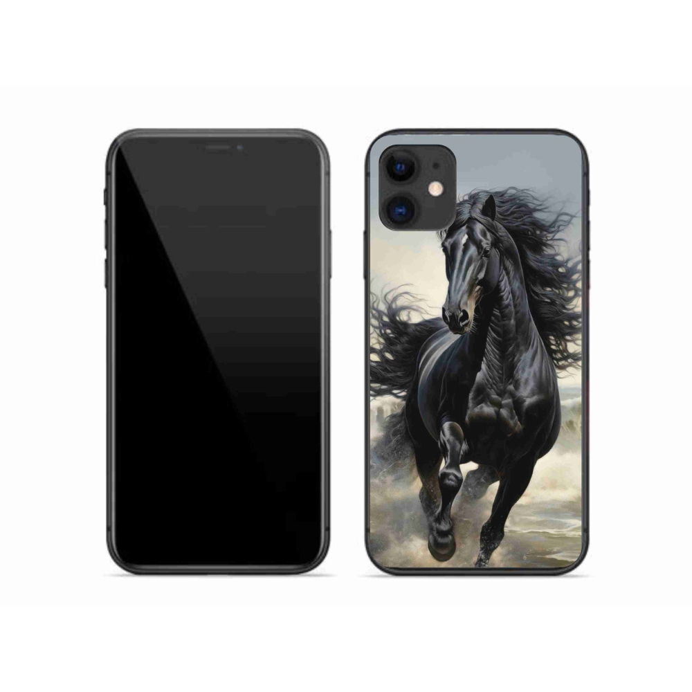 Gélový kryt mmCase na iPhone 11 - bežiaci čierny kôň