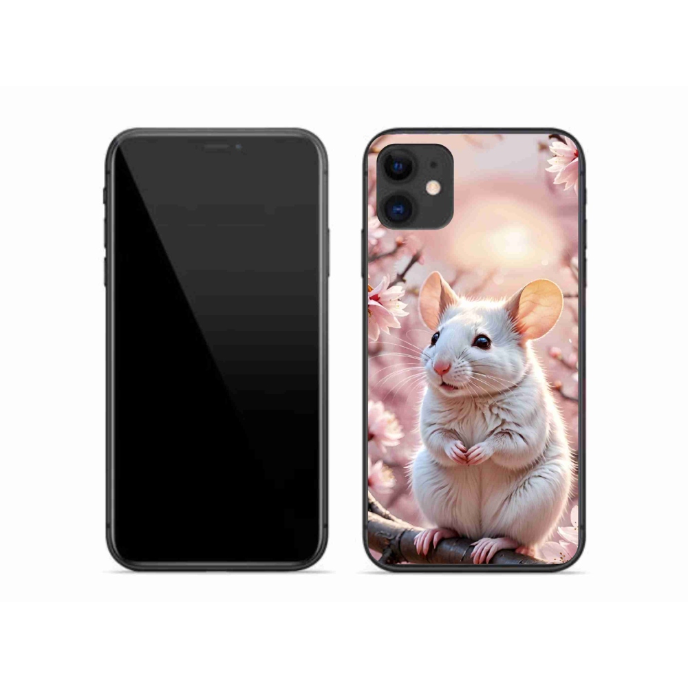 Gélový kryt mmCase na iPhone 11 - biela myš na vetve
