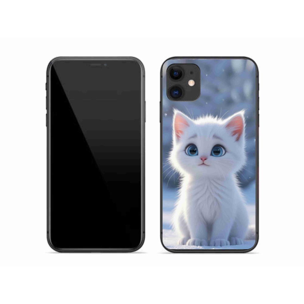Gélový kryt mmCase na iPhone 11 - biele mačiatko 3