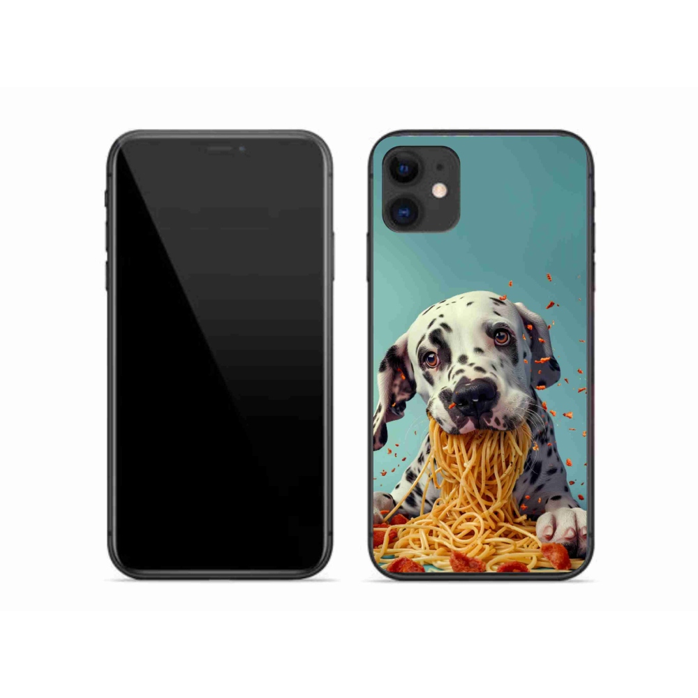 Gélový kryt mmCase na iPhone 11 - dalmatín a špagety