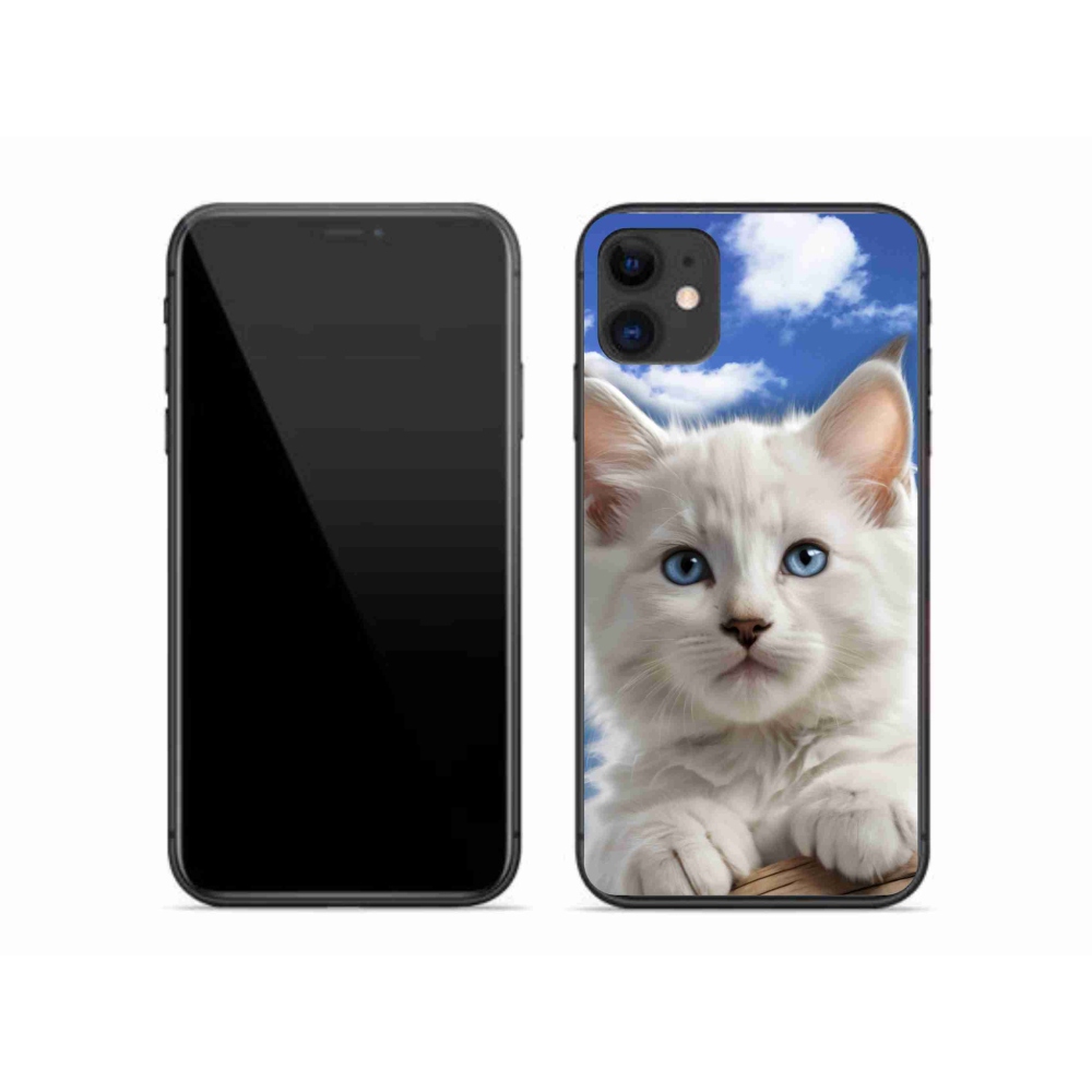 Gélový kryt mmCase na iPhone 11 - mačiatko a oblaky