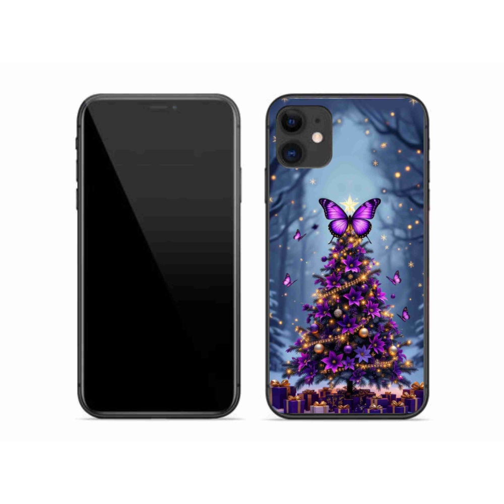 Gélový kryt mmCase na iPhone 11 - motýlí vianočný stromček