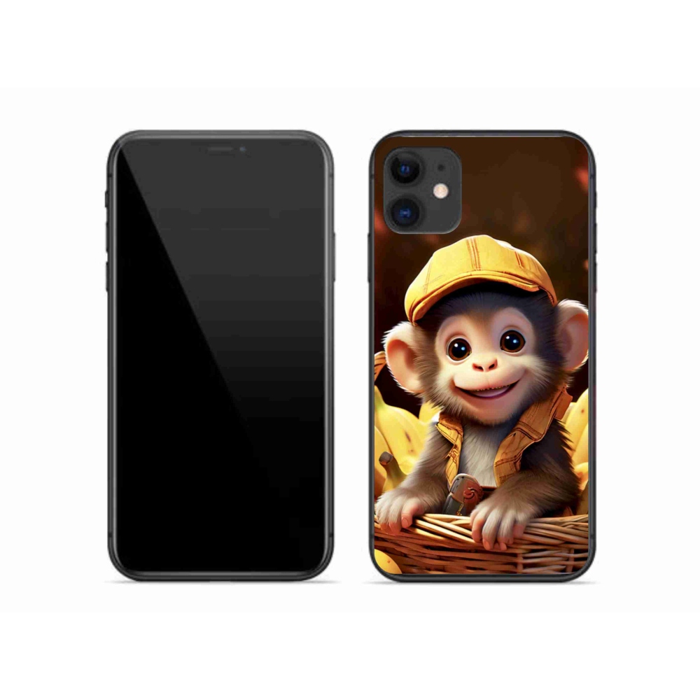 Gélový kryt mmCase na iPhone 11 - opice v košíku