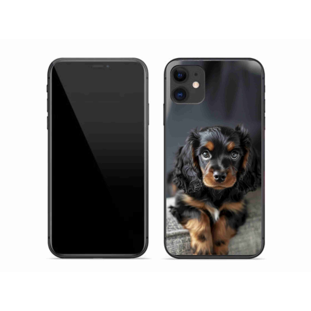 Gélový kryt mmCase na iPhone 11 - roztomilý dlhosrstý jazvečík