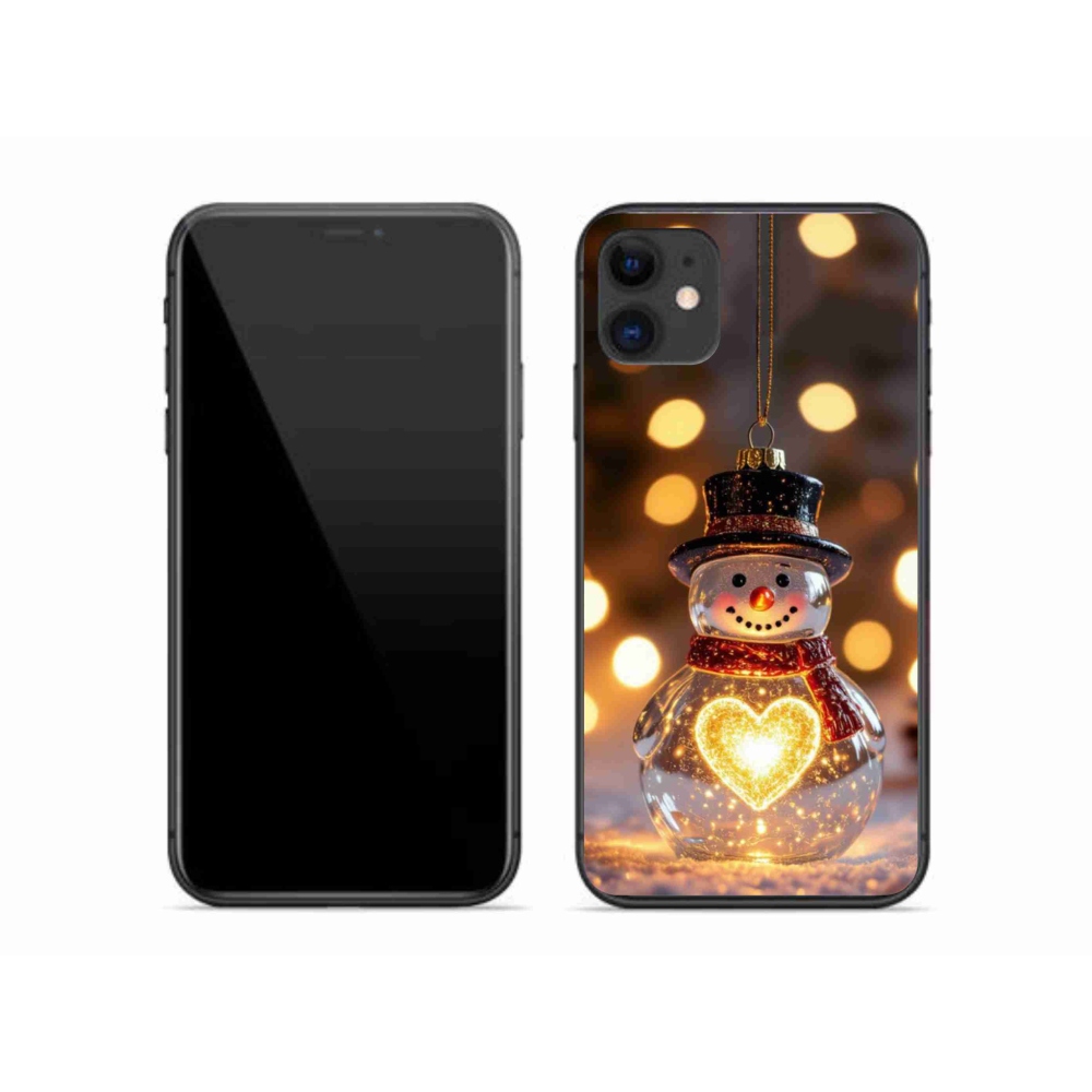 Gélový kryt mmCase na iPhone 11 - svietiaci vianočný snehuliak