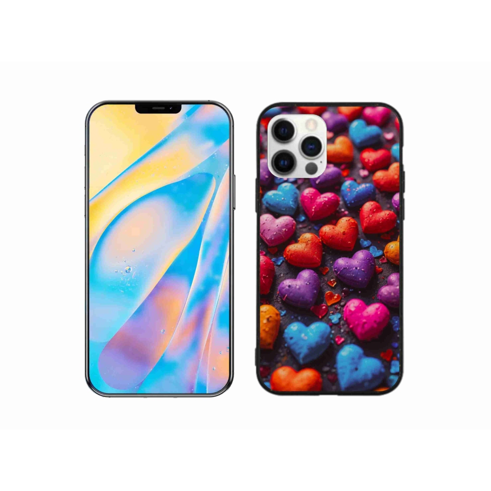 Gélový kryt mmCase na iPhone 12 - farebné srdcia