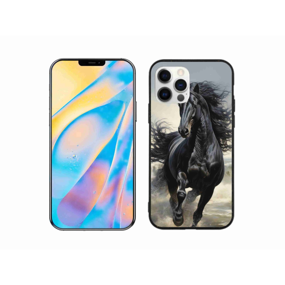 Gélový kryt mmCase na iPhone 12 - bežiaci čierny kôň