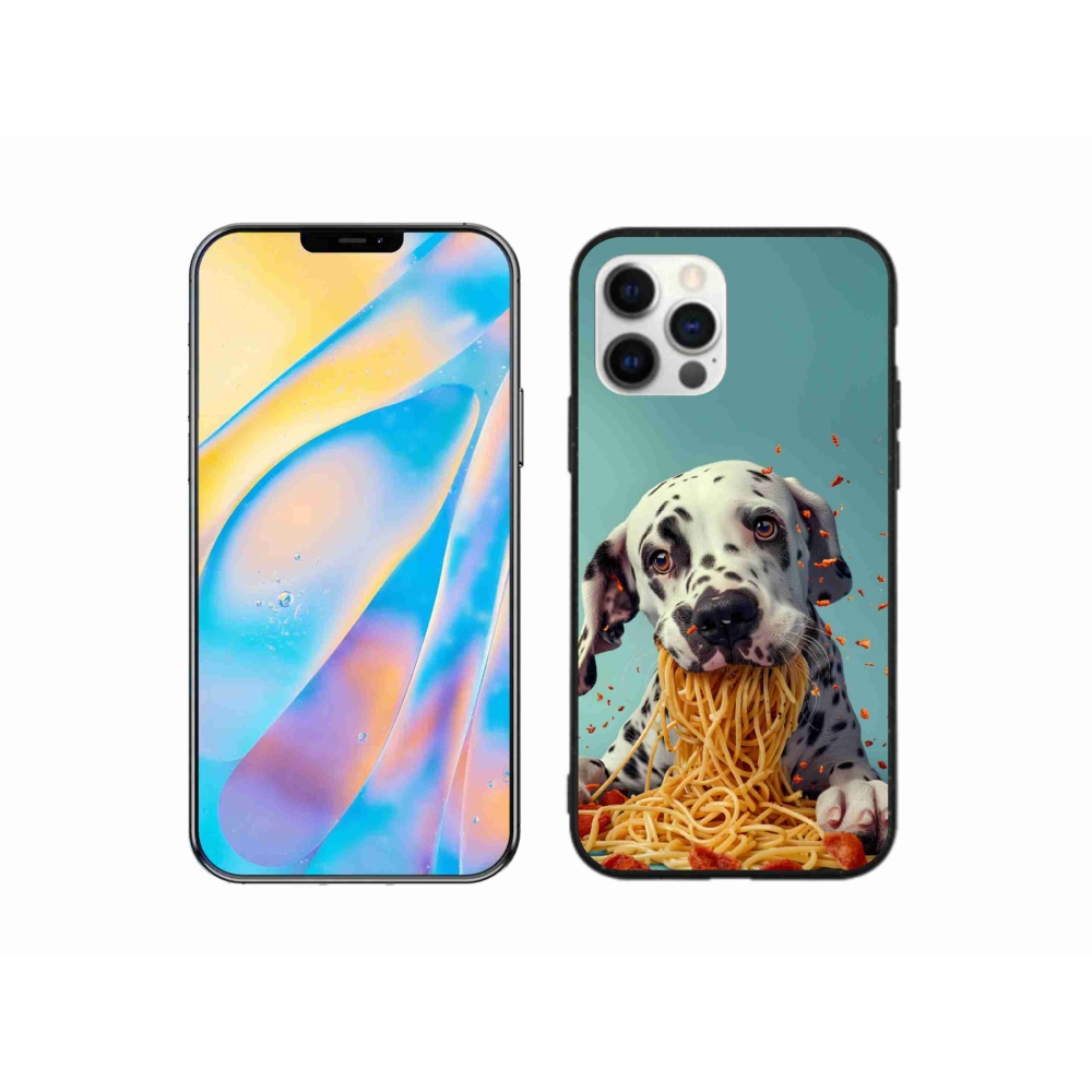 Gélový kryt mmCase na iPhone 12 - dalmatín a špagety