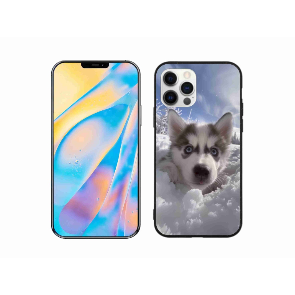 Gélový kryt mmCase na iPhone 12 - husky v snehu
