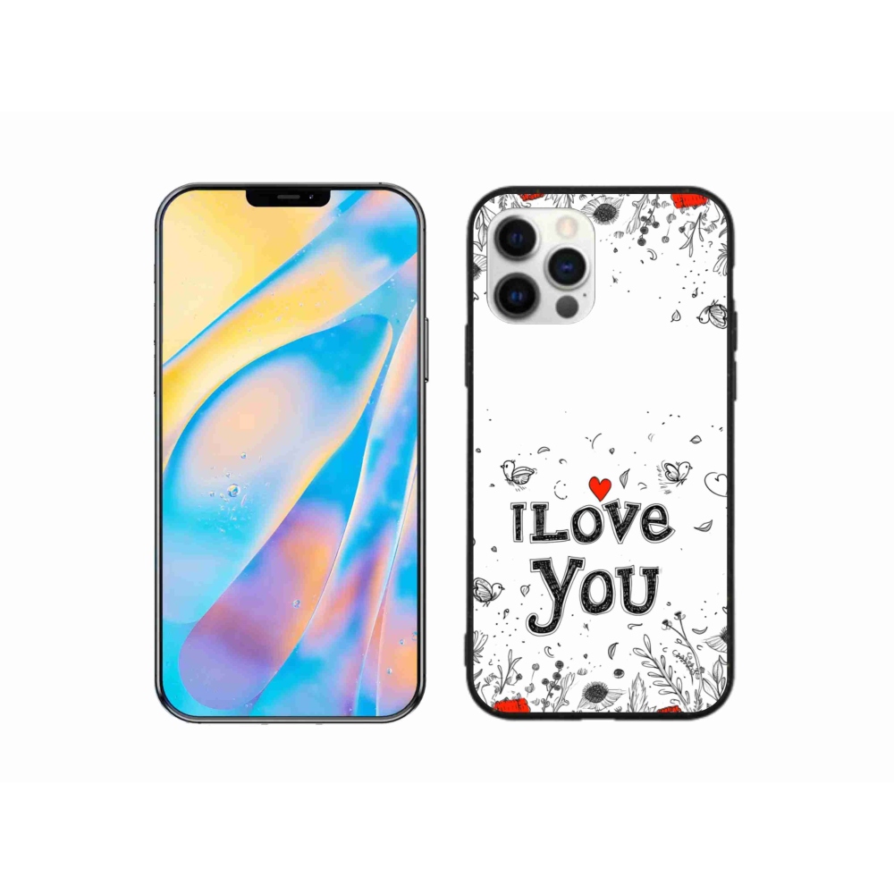 Gélový kryt mmCase na iPhone 12 - I love you biele pozadie