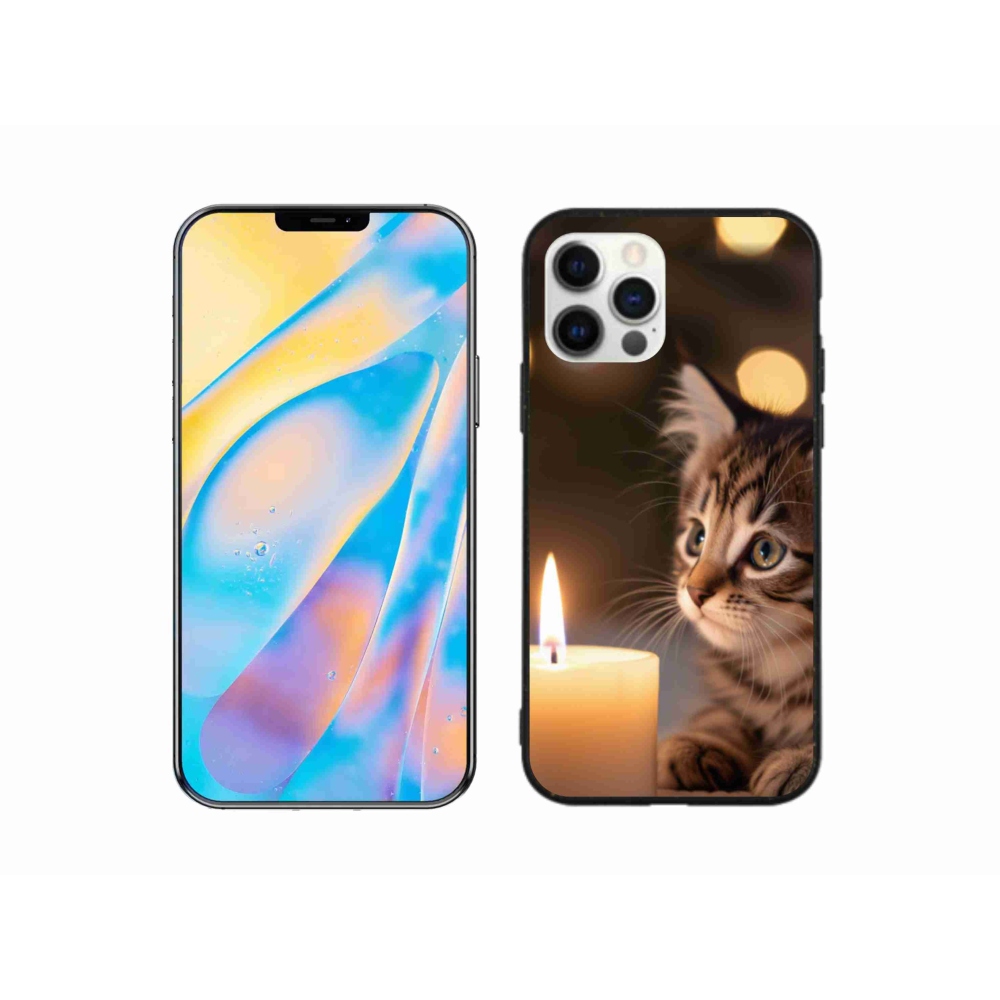 Gélový kryt mmCase na iPhone 12 - mačiatko a sviečka