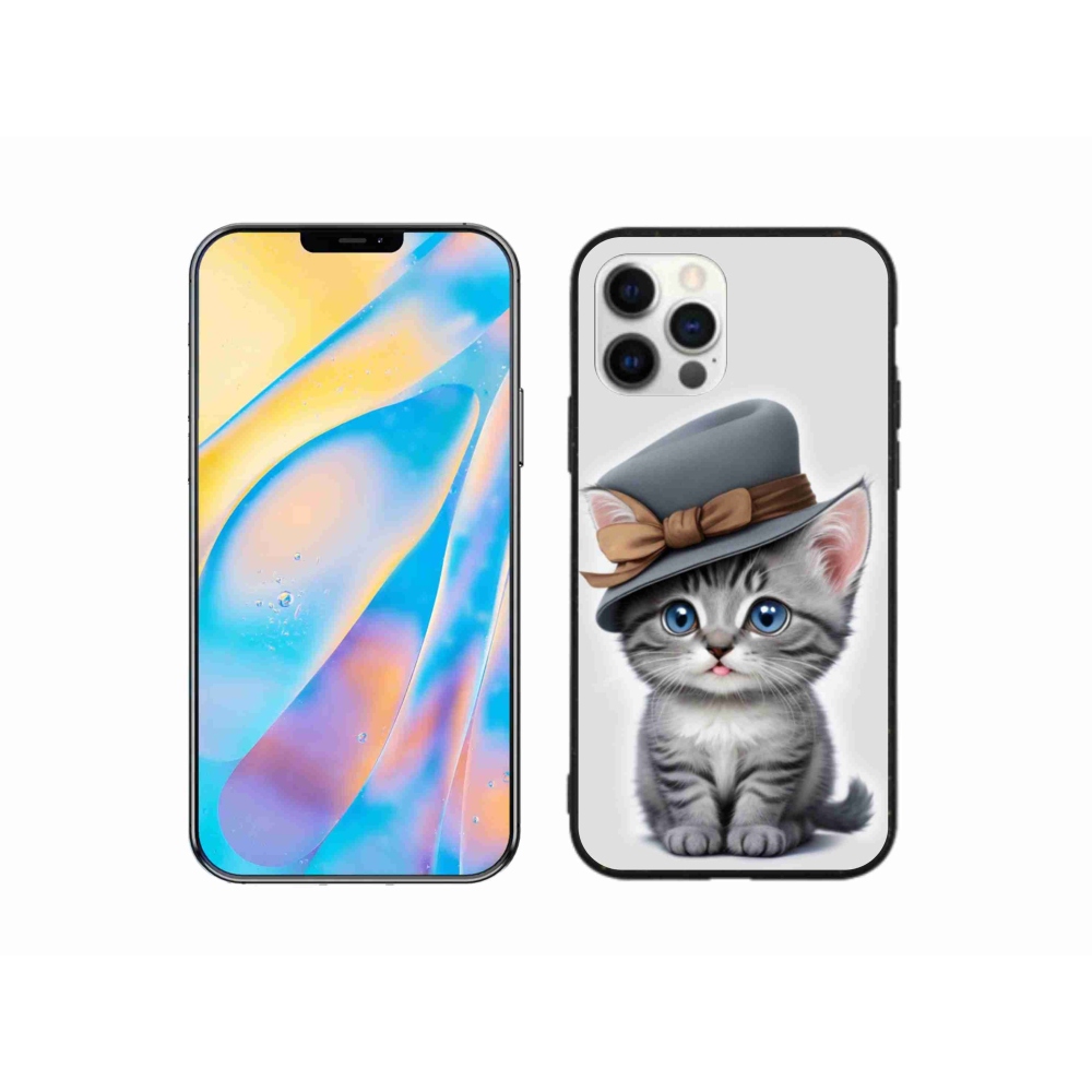 Gélový kryt mmCase na iPhone 12 - mačiatko s klobúkom