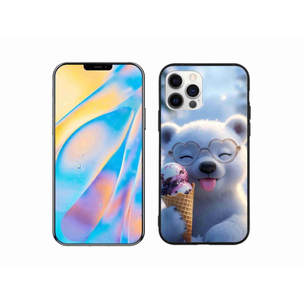 Gélový kryt mmCase na iPhone 12 - medvedík so zmrzlinou