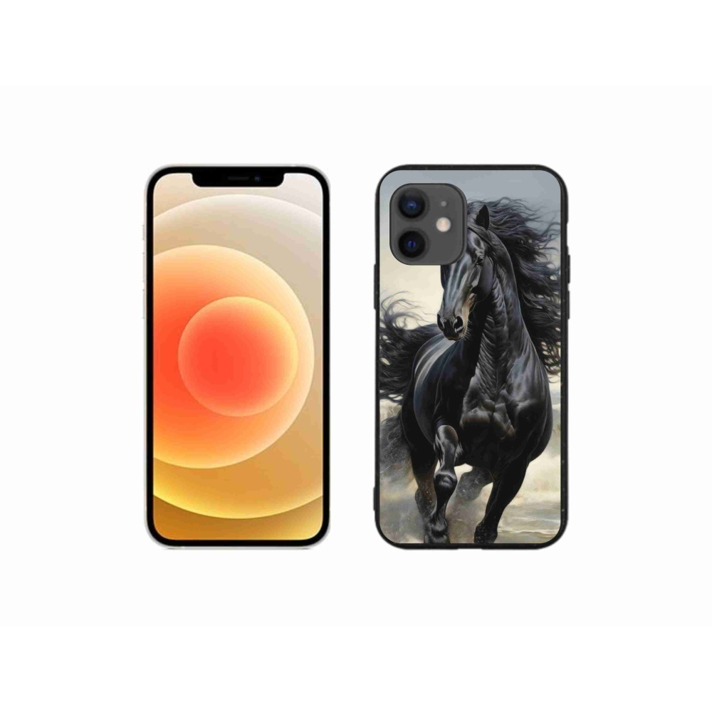 Gélový kryt mmCase na iPhone 12 Mini - bežiaci čierny kôň