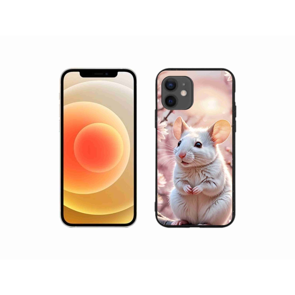 Gélový kryt mmCase na iPhone 12 Mini - biela myš na vetve