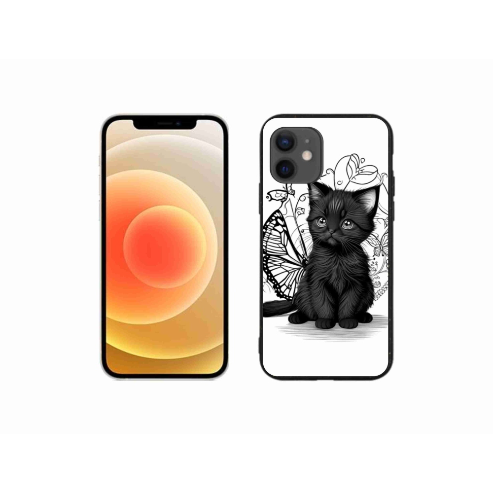 Gélový kryt mmCase na iPhone 12 Mini - čierne mačiatko