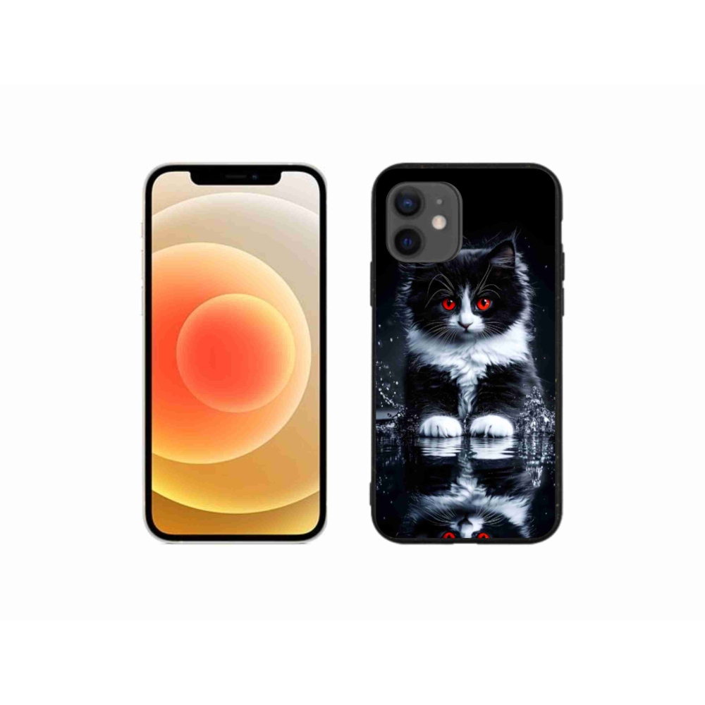 Gélový kryt mmCase na iPhone 12 Mini - čiernobiele mačiatko