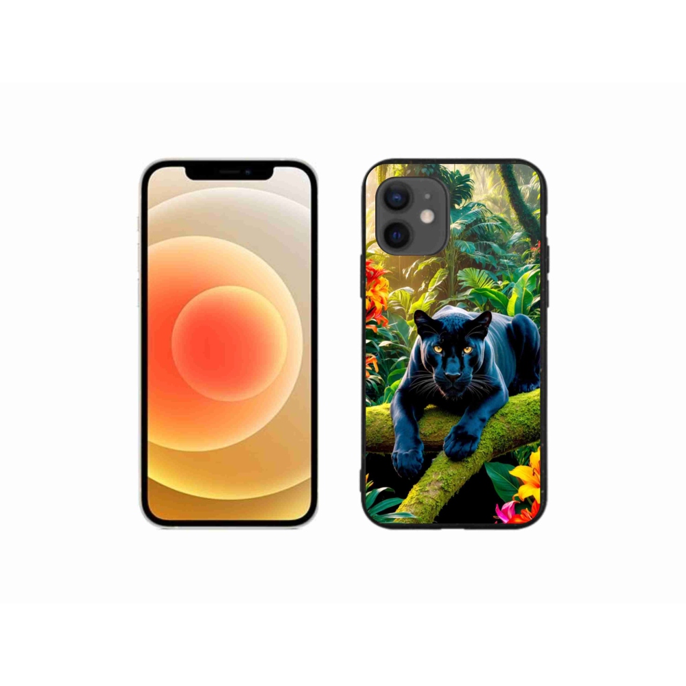 Gélový kryt mmCase na iPhone 12 Mini - čierny panter v džungli