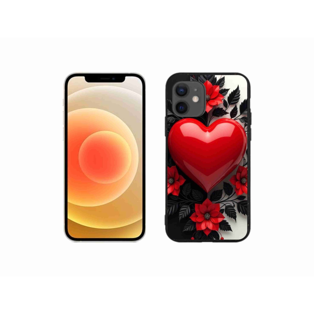 Gélový kryt mmCase na iPhone 12 Mini - červené srdce