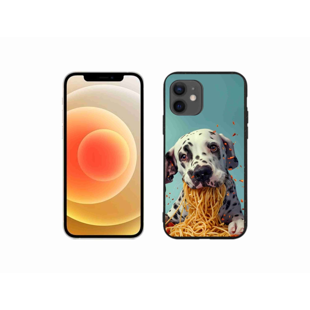 Gélový kryt mmCase na iPhone 12 Mini - dalmatín a špagety