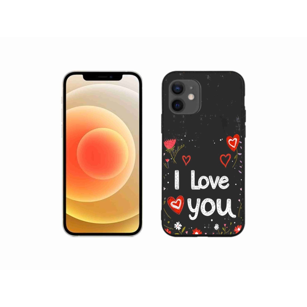 Gélový kryt mmCase na iPhone 12 Mini - I love you čierne pozadie