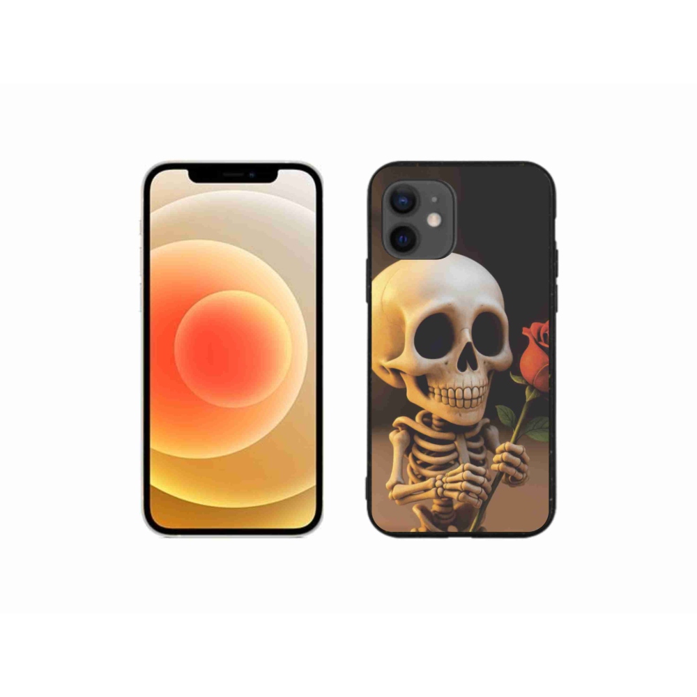 Gélový kryt mmCase na iPhone 12 Mini - kostlivec s ružou