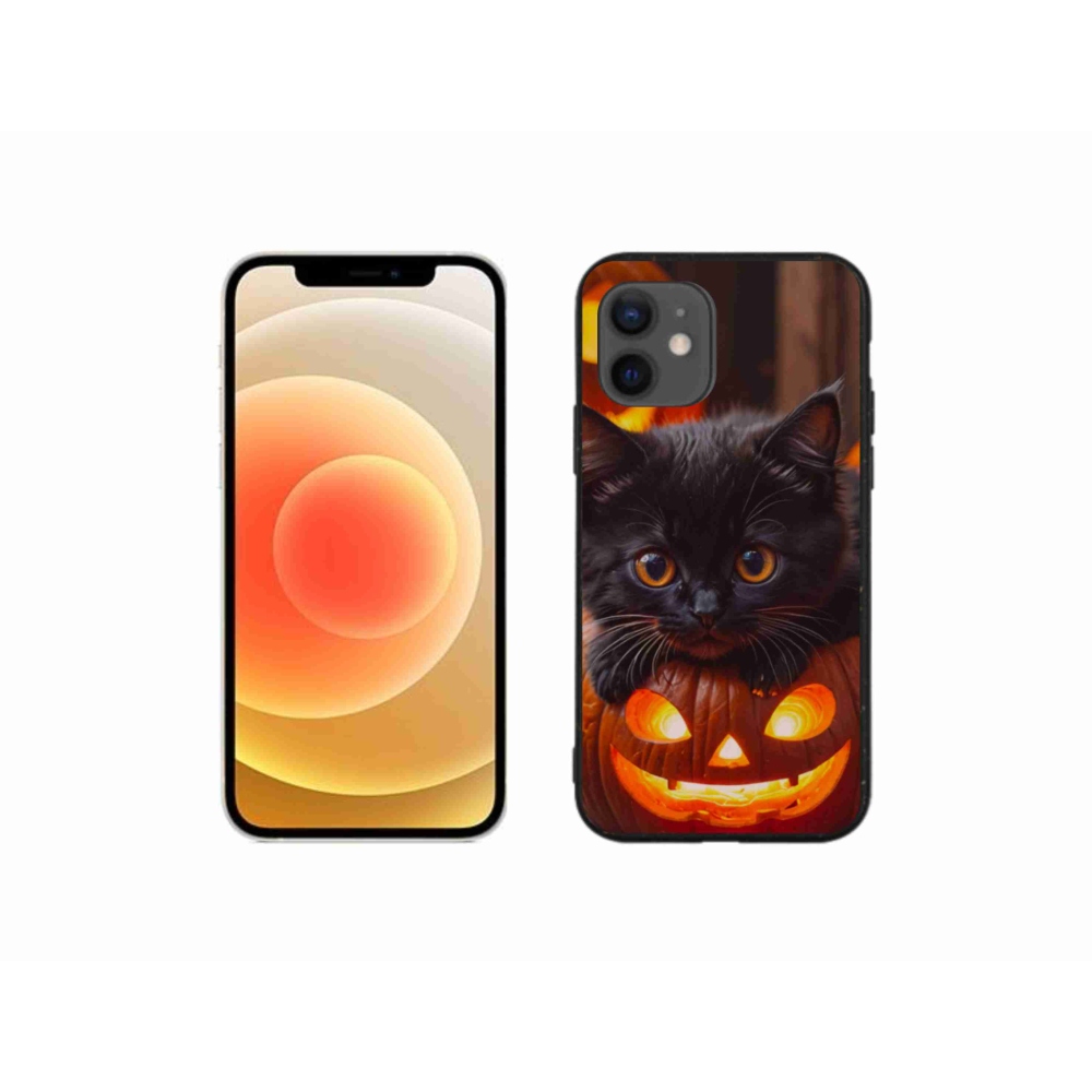 Gélový kryt mmCase na iPhone 12 Mini - mačiatko a tekvica
