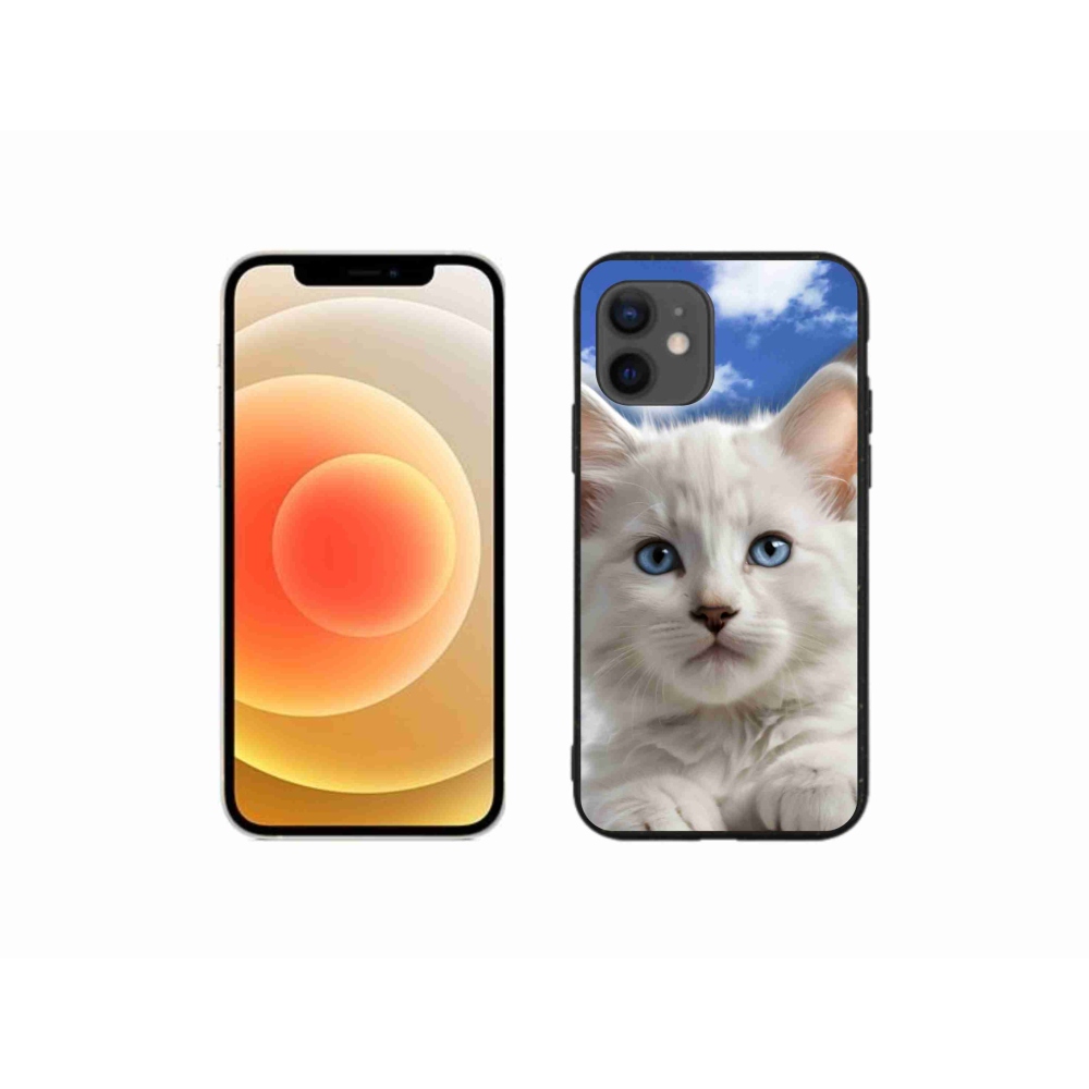 Gélový kryt mmCase na iPhone 12 Mini - mačiatko a oblaky
